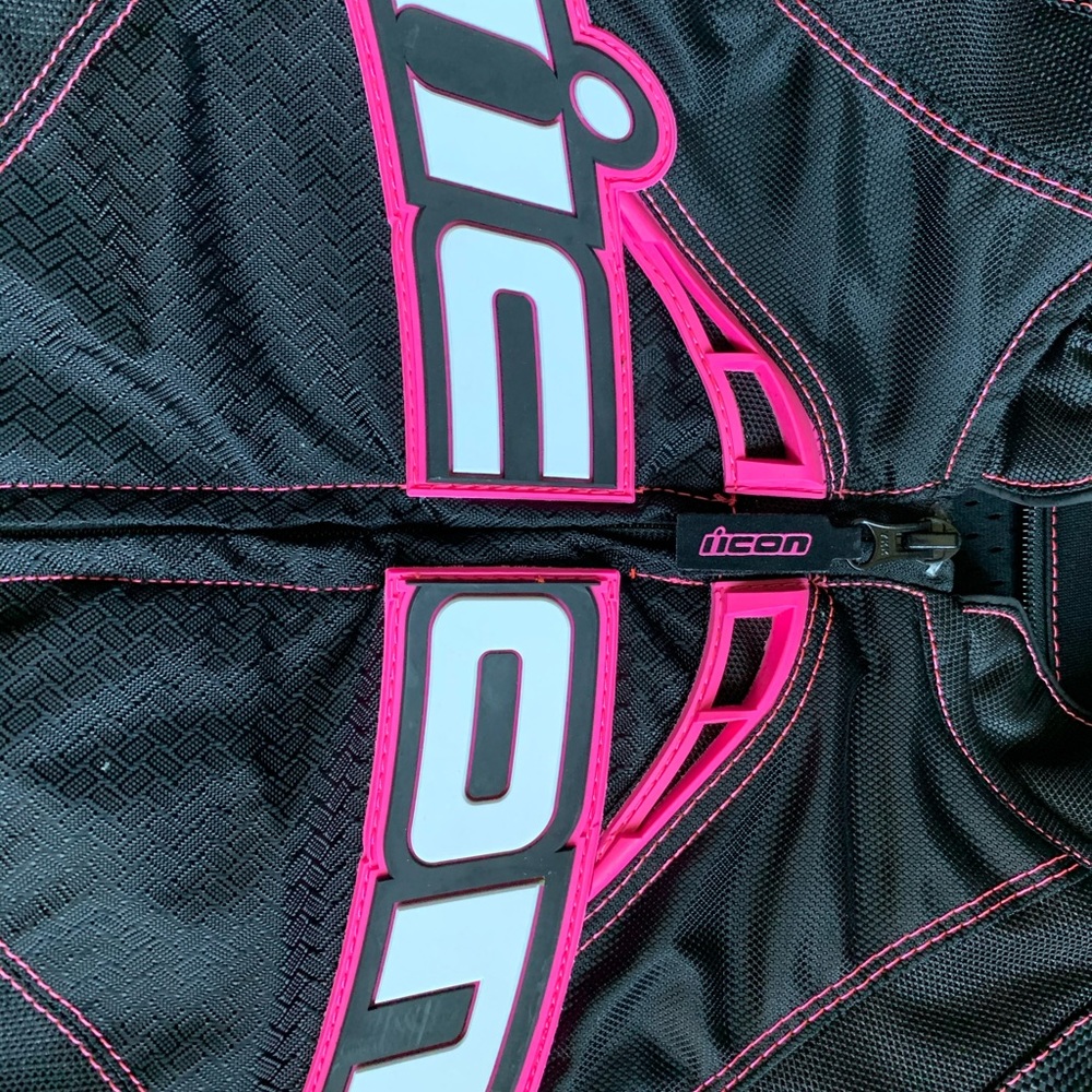 Icon motorcycle jacket with padding, size L, pink and black - Picture 2 of 16